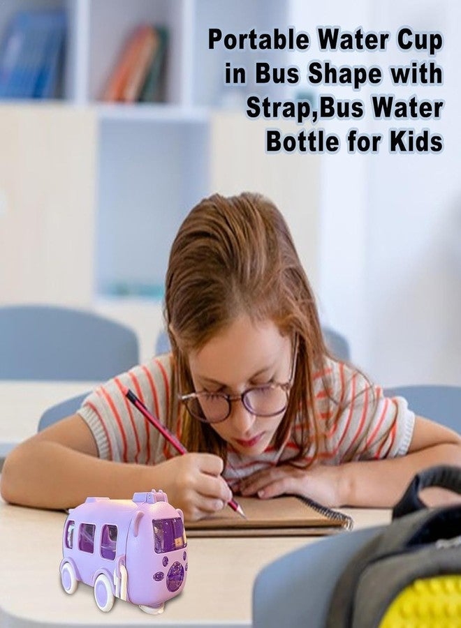 ZOREKI |Bus Water Bottle For Kids With Strap, Sipper, & Straw | Leakproof, Bpa Free With Lock, 500 Ml | Tritan Water Bottle For School Kids | Cute Bus Shaped Water| (PURPLE) - Image 5